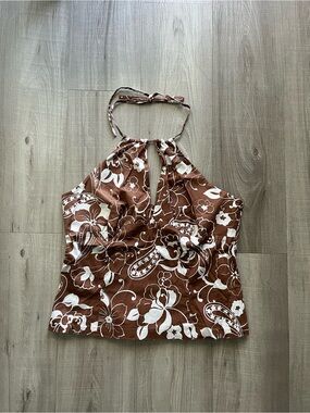 INC International Concepts Brown & White Floral Halter Camisole